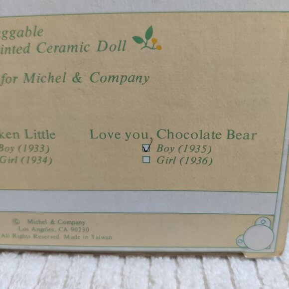 Vintage Michael and Co Soft Body Doll Choc Bear Boy with Original Box Preowned - Picture 4 of 8